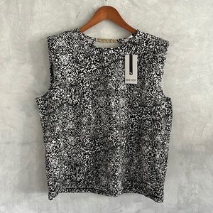 CALVIN KLEIN WOMENS TOP SLEEVELESS BLACK AND WHITE Sz XL